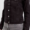 Veste droite boutonnée en jean noir femme