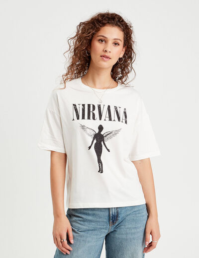 T-shirt col rond Nirvana ecru femme
