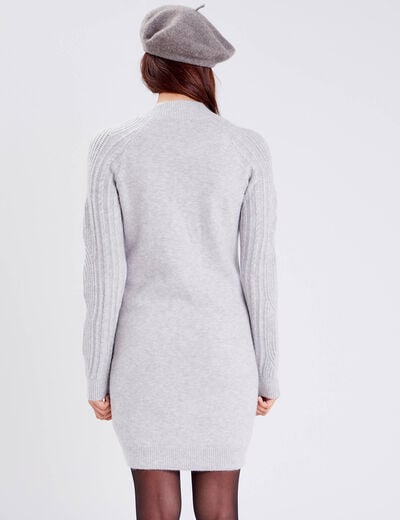 Robe pull droite col montant gris clair femme
