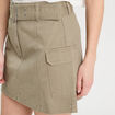 Jupe droite ceinturée vert kaki femme