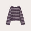 T-shirt manches longues ajouré violet femme