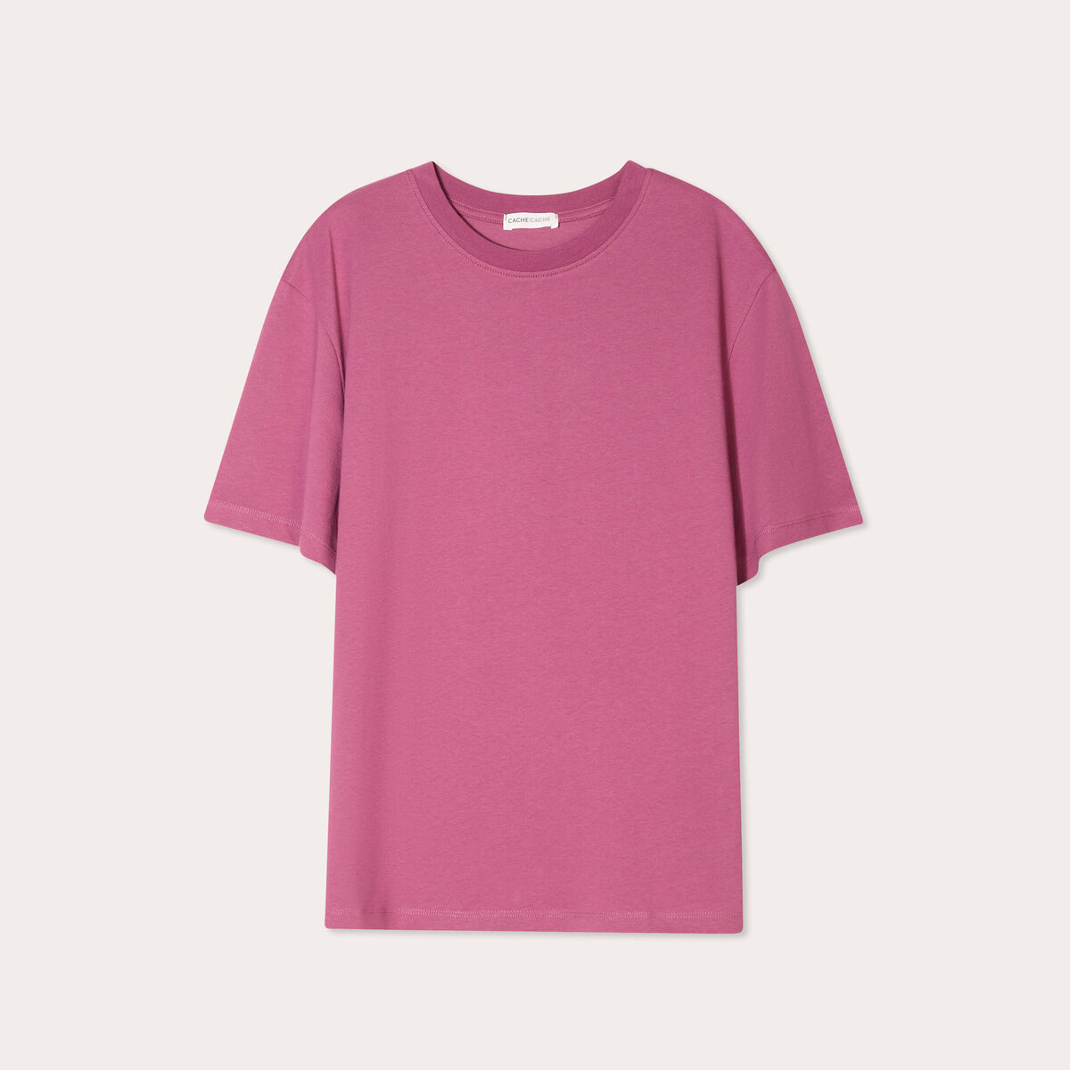 T-shirt oversize col rond prune femme