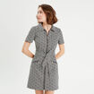 Robe droite zippée ceinturée noir femme