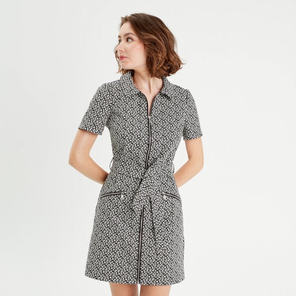 robe droite zippee ceinturee noir femme Robe droite zippée ceinturée noir femme