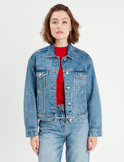 Veste en jean denim double stone femme