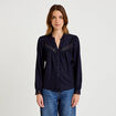 Blouse maille relief&eacute;e bleu marine femme