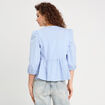 Blouse manches 3/4 nou&eacute;e bleu fonc&eacute; femme