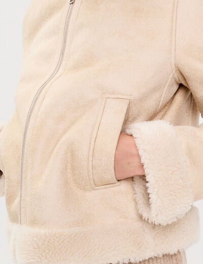 Blouson simili cuir sable femme