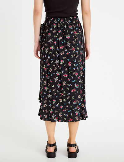 Jupe longue portefeuille noir femme