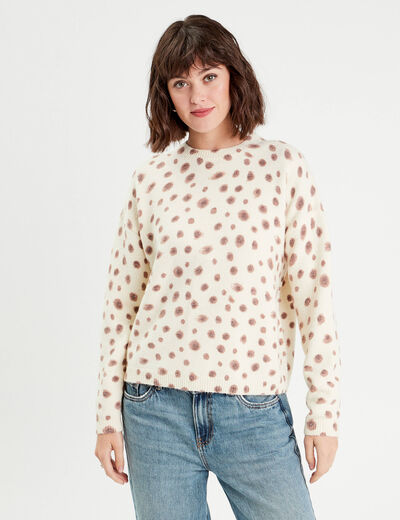 Pull manches longues blanc femme