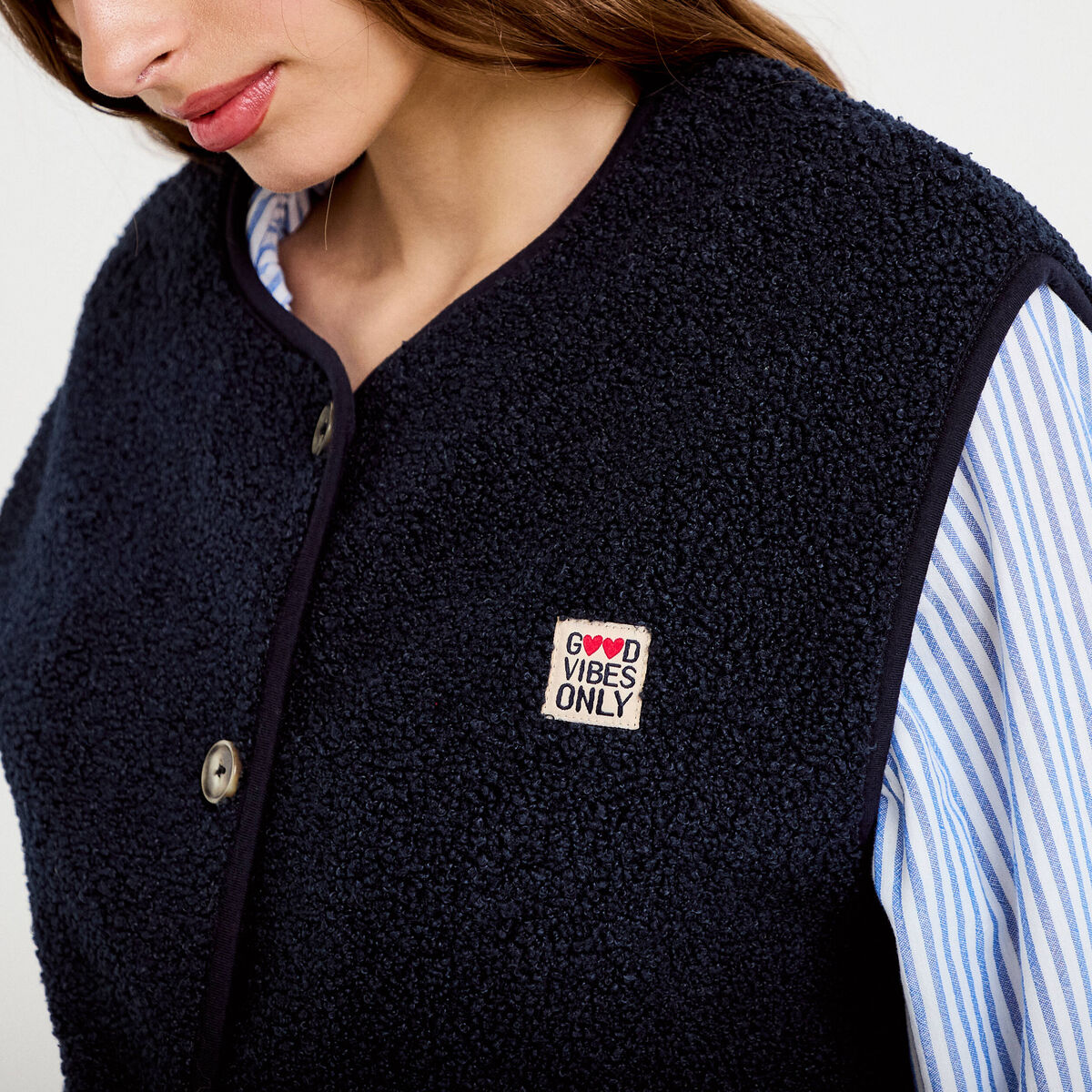 Gilet sans manches effet polaire bleu marine femme