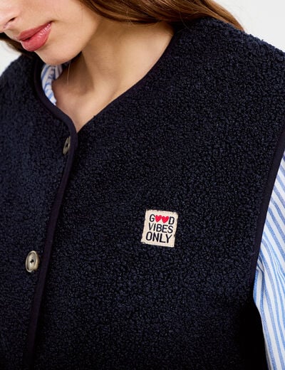 Gilet sans manches effet polaire bleu marine femme