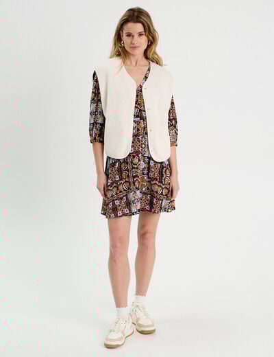 Robe évasée manches 3/4 noir femme