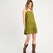 Robe évasée bretelles vert foncé femme
