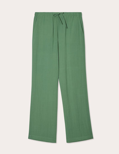Pantalon large fluide vert femme