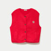 Veste sans manches fausse fourrure rouge femme