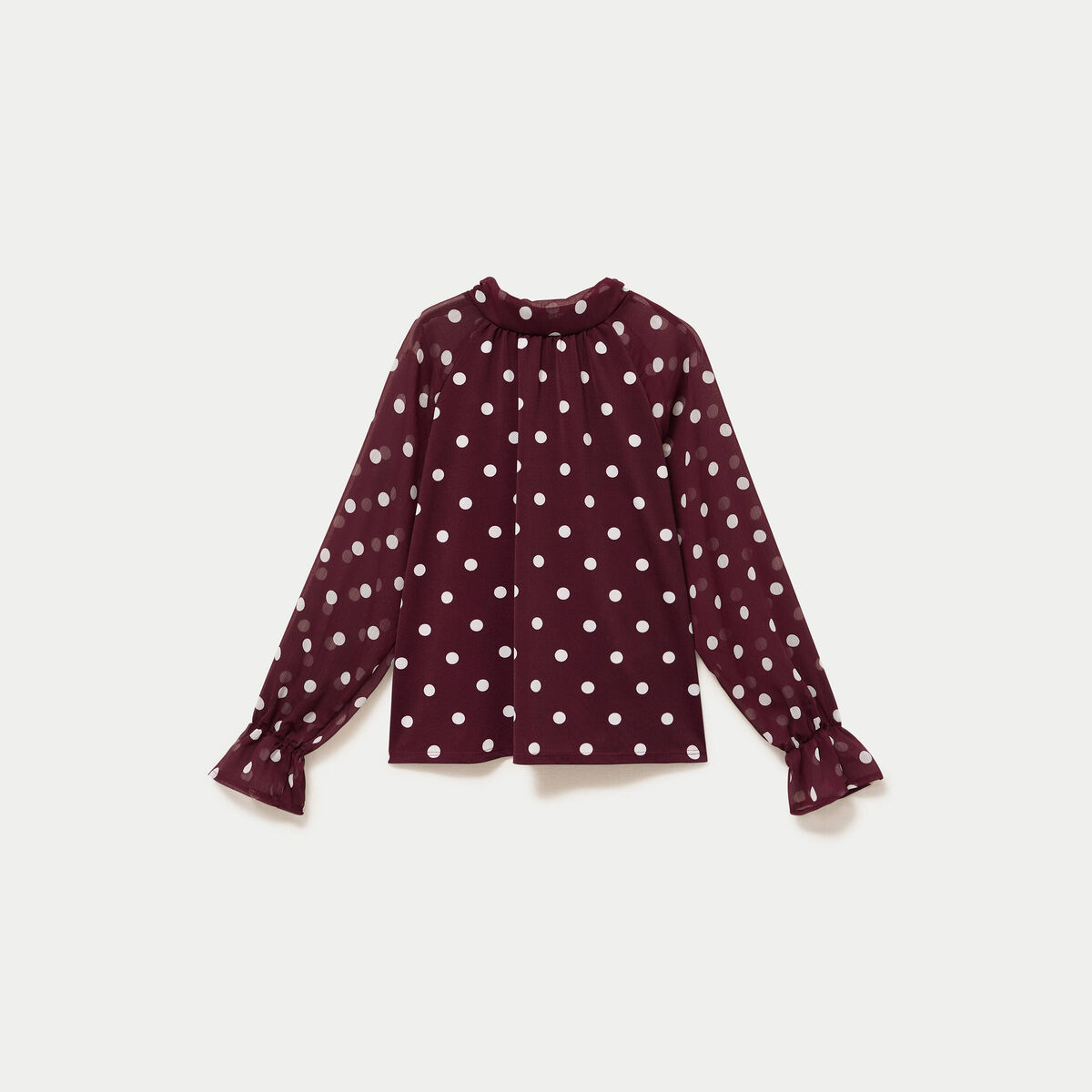 Blouse droite voile manches longues bordeaux femme