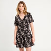 Robe évasée manches courtes noir femme