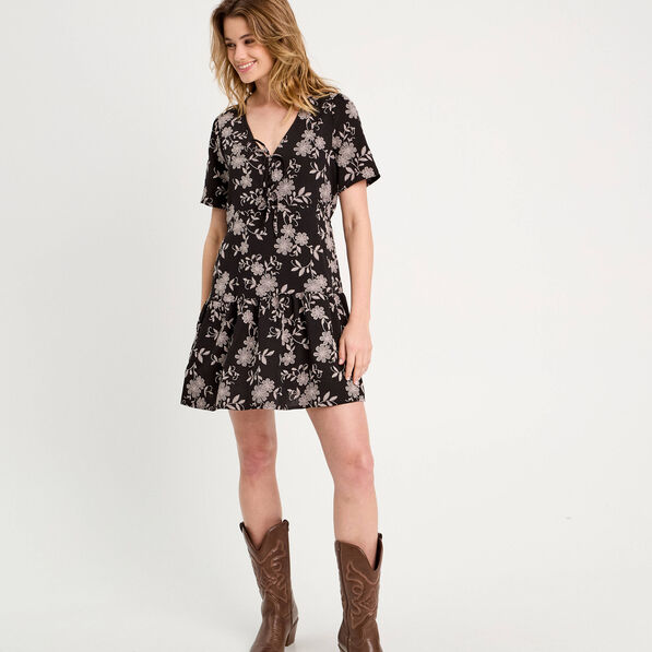 robe evasee manches courtes noir femme Robe évasée manches courtes noir femme