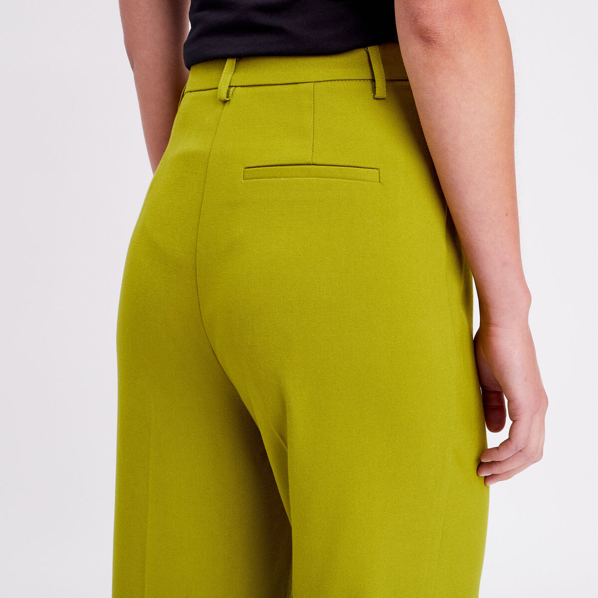 Pantalon city jambes larges vert kaki femme