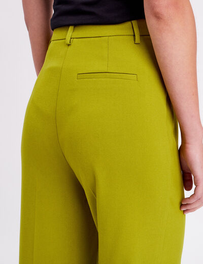 Pantalon city jambes larges vert kaki femme