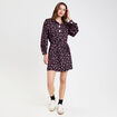 Robe courte droite col chemise noir femme