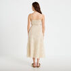 Robe droite 3/4 col v fines bretelles beige moyen femme