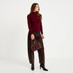 Pull c&ocirc;tel&eacute; col roul&eacute; bordeaux femme