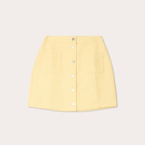 Jupe trapèze tweed jaune clair femme