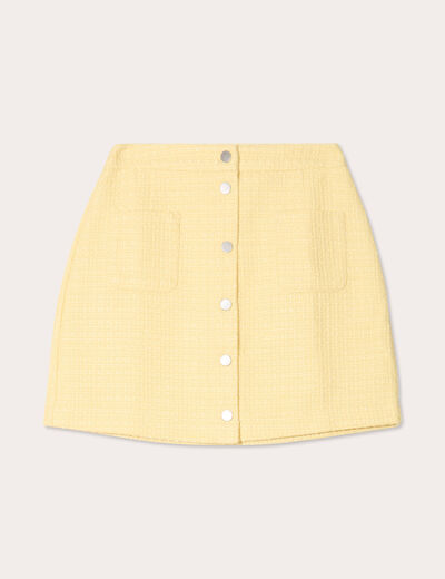 Jupe trapèze tweed jaune clair femme