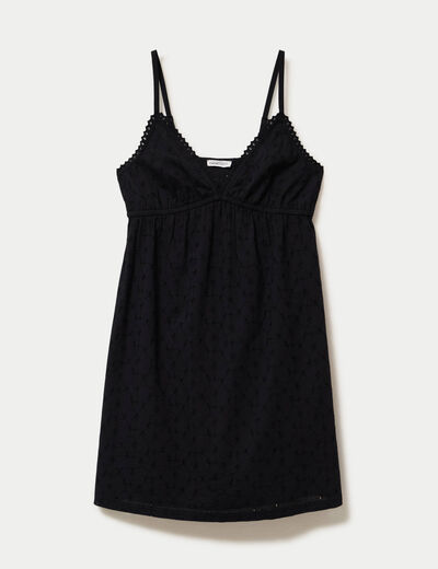 Robe courte &eacute;vas&eacute;e col v bretelles noir femme