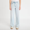 Jeans wide leg taille haute denim bleach femme