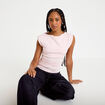 T-shirt ajust&eacute; col bateau sans manches rose clair femme
