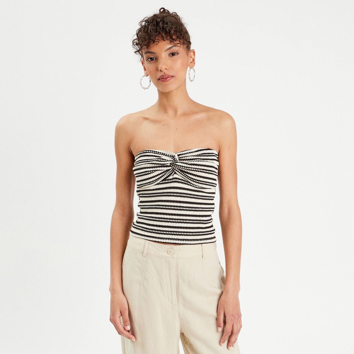 Bandeau cropped bustier blanc femme