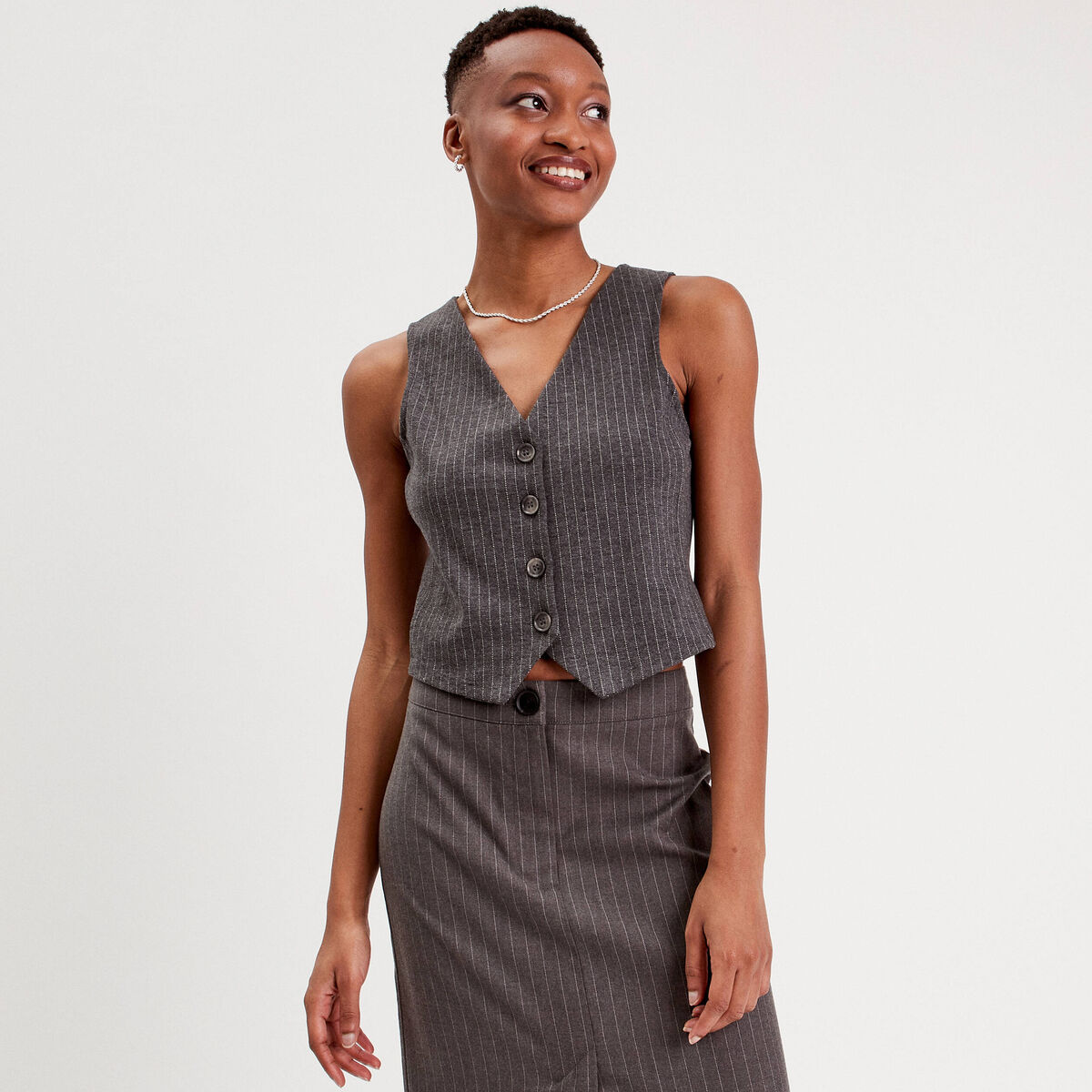 Veston sans manches gris femme