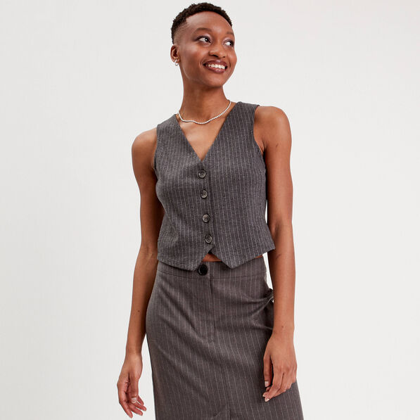 Veston sans manches gris femme
