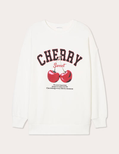 Sweat manches longues ecru femme