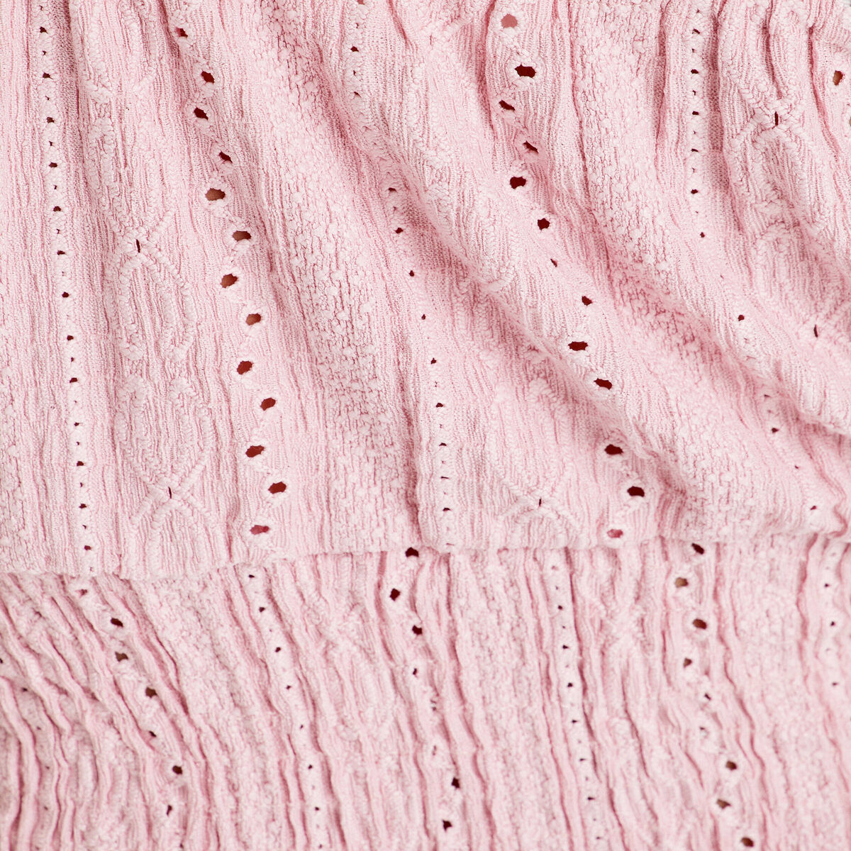 Blouse broderie anglaise rose poudrée femme