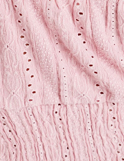 Blouse broderie anglaise rose poudrée femme