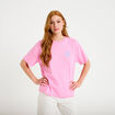 T-shirt droit col rond manches courtes rose corail femme
