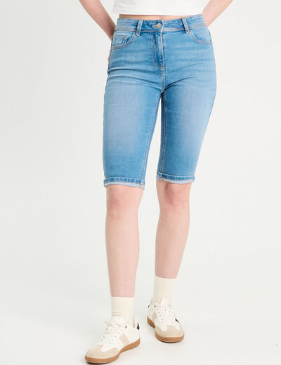 Bermuda skinny en jean denim double stone femme