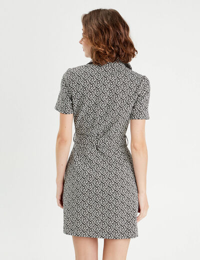 Robe droite zippée ceinturée noir femme