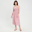 Robe midi évasée bretelles vieux rose femme