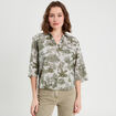 Blouse manches 3/4 en jean blanc femme