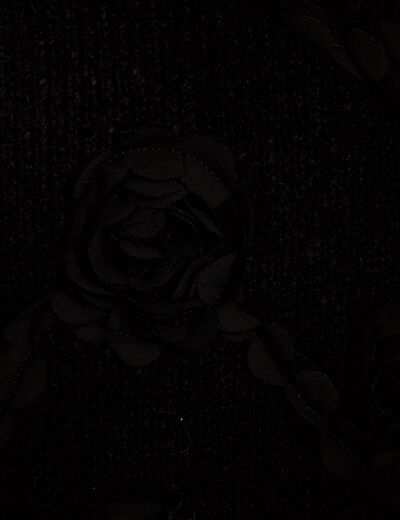 Pull fleurs en relief noir femme