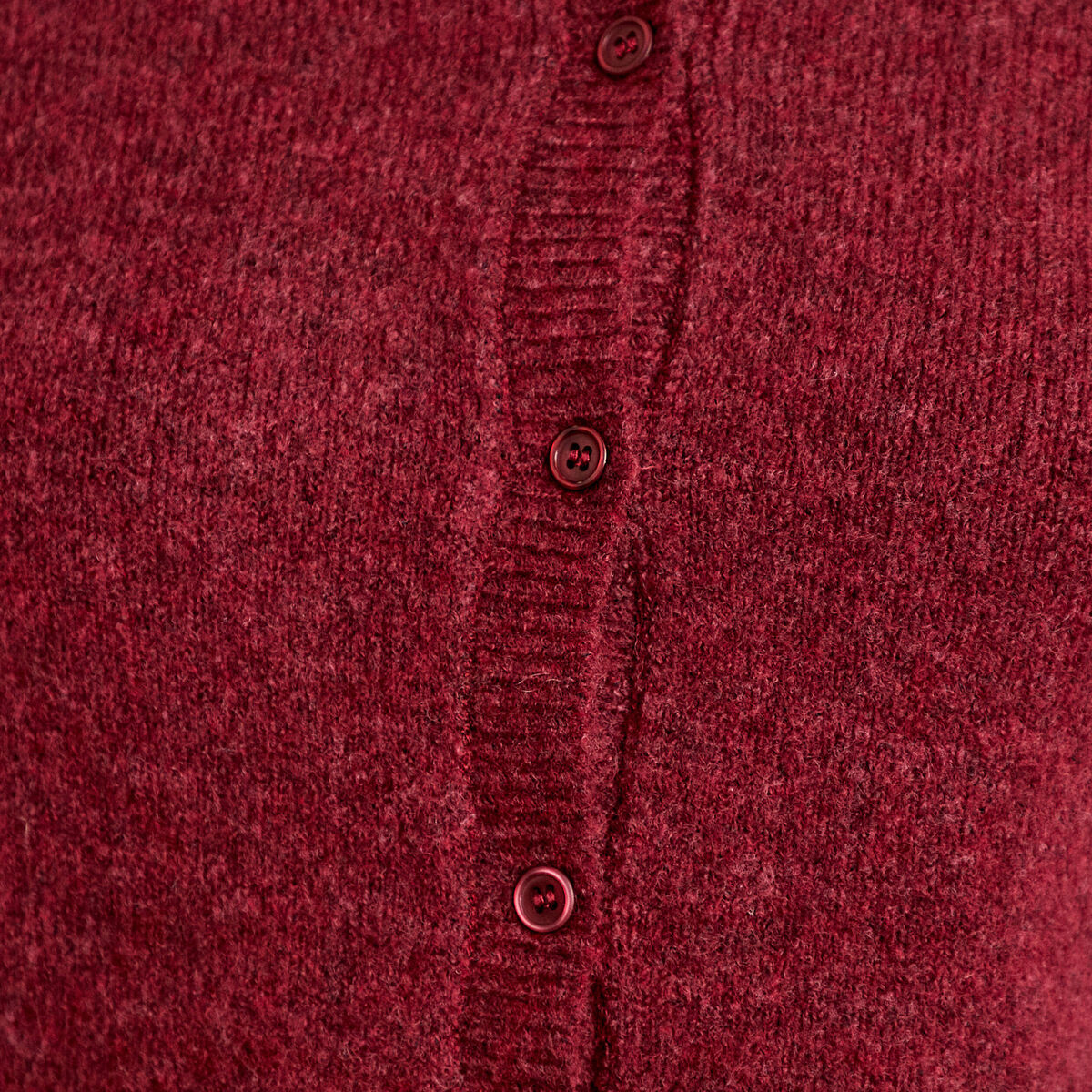 Gilet boutonn&eacute; manches longues rouge fonc&eacute; femme