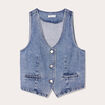 Gilet sans manches en jean denim stone femme