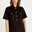 Robe droite 3/4 manches courtes daim noir femme