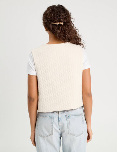 Veste matelassée nouée ecru femme