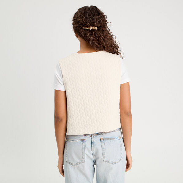 Veste matelassée nouée ecru femme